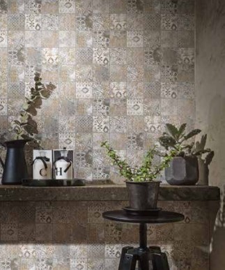 Gres wzorzysty patchworkowe rudy braz kamień Marazzi Memento M004 37.5X37.5 18255