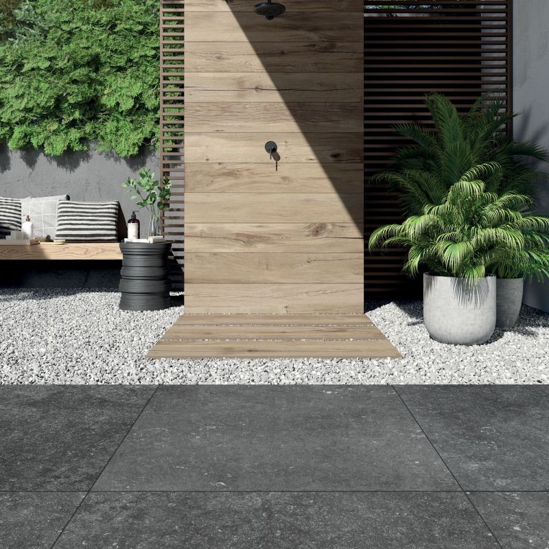 Płytka podlogowa kamienna ciemny grafit Flaviker Nordik Stone Black 120x120-85457