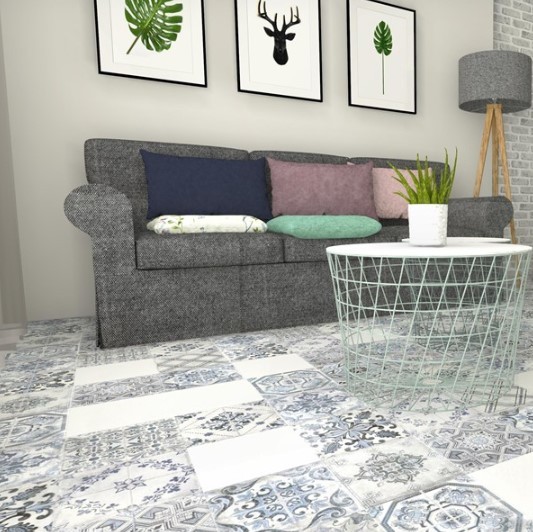 Płytki patchworkowe niebieskie Geotiles Marais 22,3x22,3 dms 46023