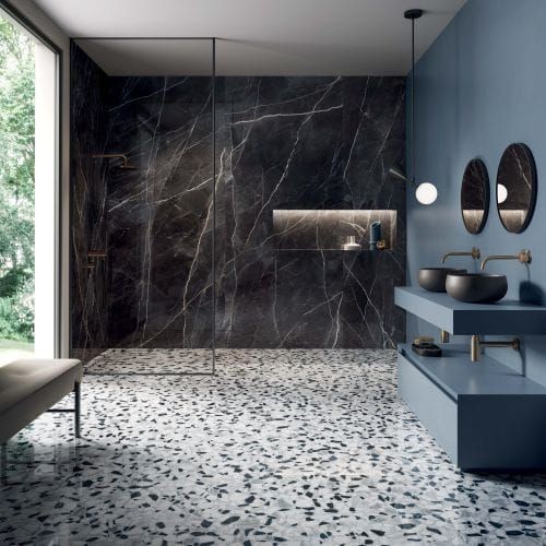 Italgraniti Charm Experience Calacatta Black Nat. 120x120 płytki gresowe imitujące czarny marmur 105352