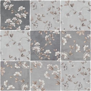 Barwolf Spatolato Blossom Grau 13x13 Patchworkfliese