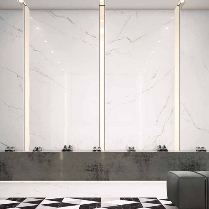 Gres marmur biały z szarymy wyrazistymi żyłami Flaviker Supreme Wide Pure Statuario lux 120x120 tr 79110