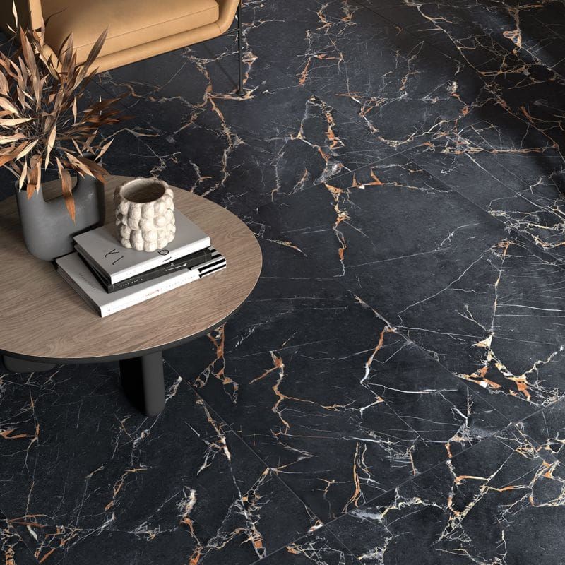 ABK Sensi Signoria Port Gold Natural 120x120 płytki gresowe imitujące czarny marmur 104847