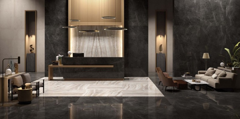 Płytki podłogowe duże marmur beż onyks z biała żyła Abk Sensi Onice Beige mat 160x320 86340