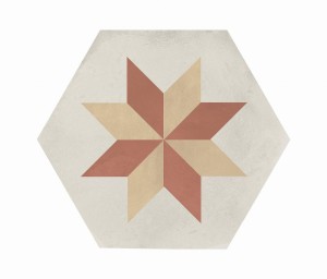 Marca Corona Terra Art Stella Tramonto/Crema Esagona 25x21,6 I428 hexagonale Fliesen