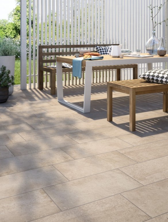 Gres podłogowy taras beż struktura na zewnątrz Marazzi Pietra Occitana Bianco MH72 30X30 x11 16808