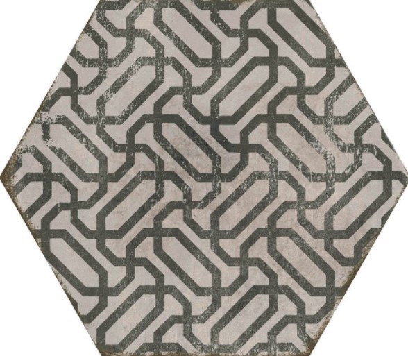 Płytki sześciokątne gres patchwork kwiaty Marazzi Powder Deco Freddo MNDZ 21X18.2 X10 ag 18285