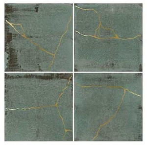 WOW Enso Kintsugi Grün 12,5x12,5 Wandfliese Dekor