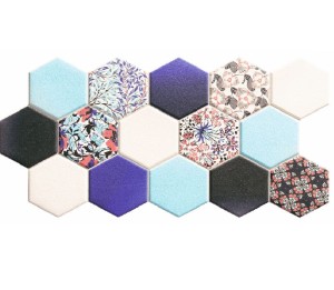 Realonda Hex Noveau Blau 26,5x51 Patchwork-Fliese