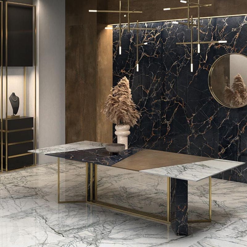 ABK Sensi Signoria Port Gold Natural 120x120 płytki gresowe imitujące czarny marmur 104848
