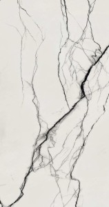 Florim Floor Gres B&W_Marble Breach Naturale 60x120: Weiße Marmorfliesen mit schwarzer Maserung