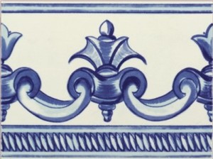 Mainzu Zócalo Lora C-8 Bordüre 15x20: Weiß-Blaue Dekorfliesen