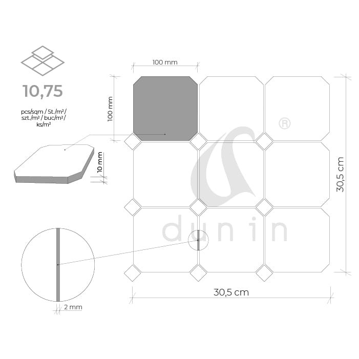 Dunin Pure B&W Octagon 100 30,5x30,5 166297
