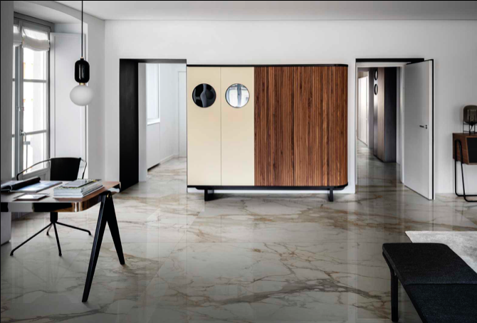 Spiek kwarcowy, blat kuchenny marmur biały ze złotą żyłą Marazzi Grande Marble Look Calacatta Vena Vecchia lux M7GF 160x320 6mm 166469