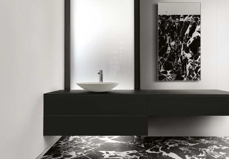 Spieki kwarcowe blat kuchenny czarne Florim B&W_Marble Black Gloss 160x320 6mm 166588
