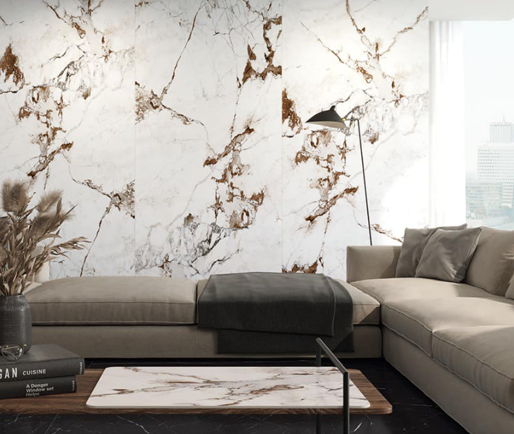 Spieki kwarcowe białe brąz Florim Marble Capraia Glass 160x320 6mm 166746