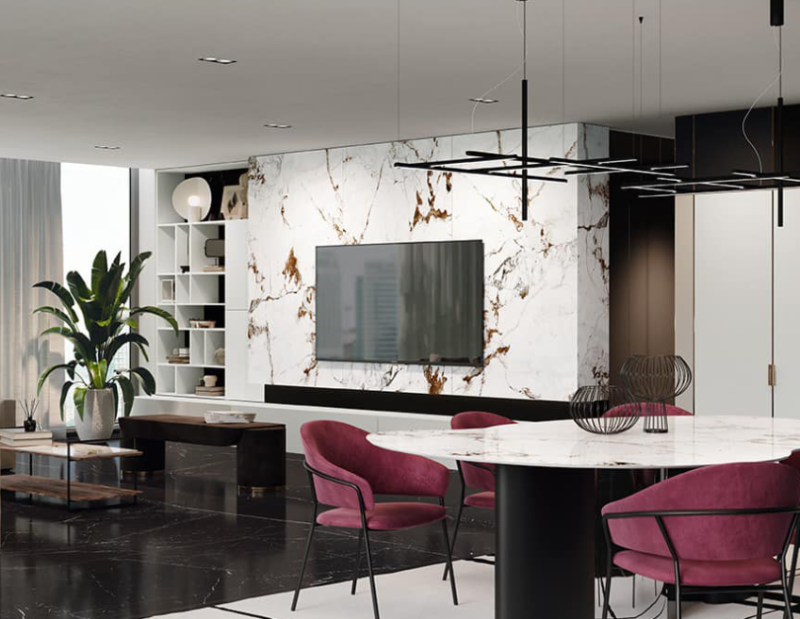 Spieki kwarcowe białe brąz Florim Marble Capraia Glass 160x320 6mm 166750