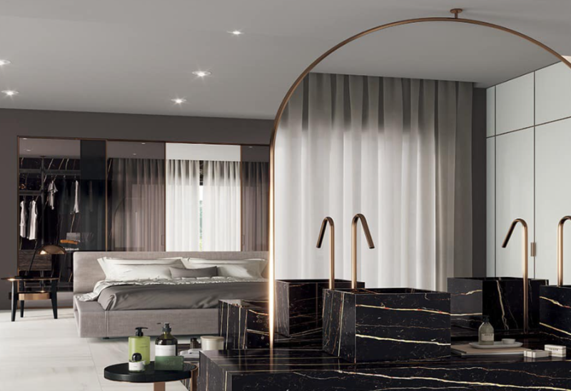 Blat kuchenny marmur czarny biały braz Florim Marble Laurent Gloss 160x320 12mm 166815