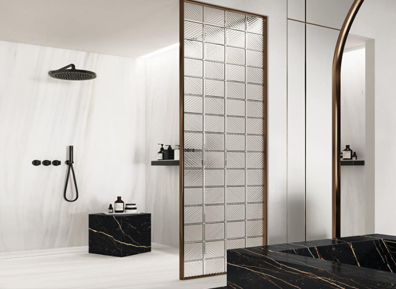 Spieki kwarcowy marmur czarny biały braz Florim Marble Laurent Gloss 160x320 6mm 166825