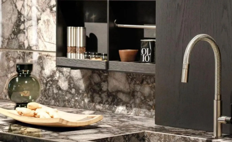 Blat kuchenny lastryko brąz szary Florim Marble Riverbed Mat 160x320 12mm 166901