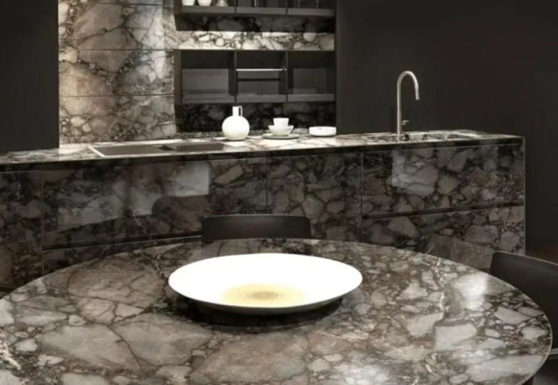Blat kuchenny lastryko brąz szary Florim Marble Riverbed Mat 160x320 12mm 166903