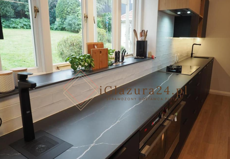 Spieki kwarcowe marmur czarny biały braz Florim Marble Marquinia Gloss 160x320 6mm 166940
