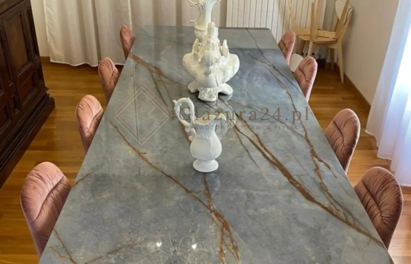 Blat kuchenny marmur niebieski brąz Florim Marble Azure Gloss 160x320 12mm 167018