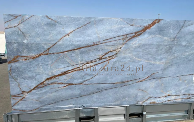 Spieki kwarcowe marmur niebieski brąz Florim Marble Azure mat 160x320 12mm 167028