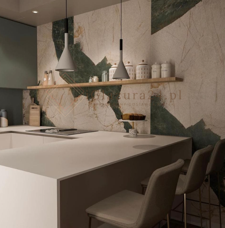 Spieki kwarcowe marmur białe beż turkus Florim Marble Aqua Mat 160x320 12mm 167039
