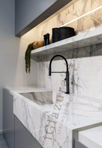 Spieki blat kucenny białe szare Florim Marble Eternal White Gloss 160x320 12mm 167042