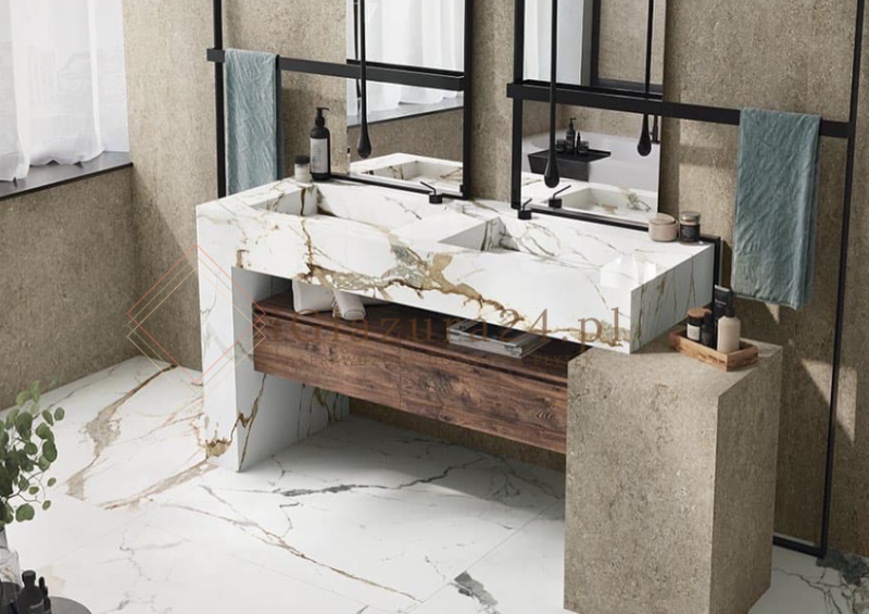 Spieki kuchenny blat białe beż Florim Marble Eternal Gold Gloss 160x320 12mm 167050
