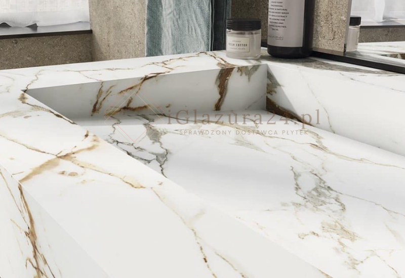 Spieki kwarcowe białe beż Florim Marble Eternal Gold Mat 160x320 12mm 167053