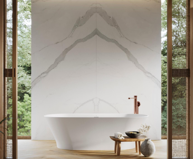 Spiek kwarcowy marmór biały beż Porcelanosa Marmol Aria White Polished 120X270 6mm 167427