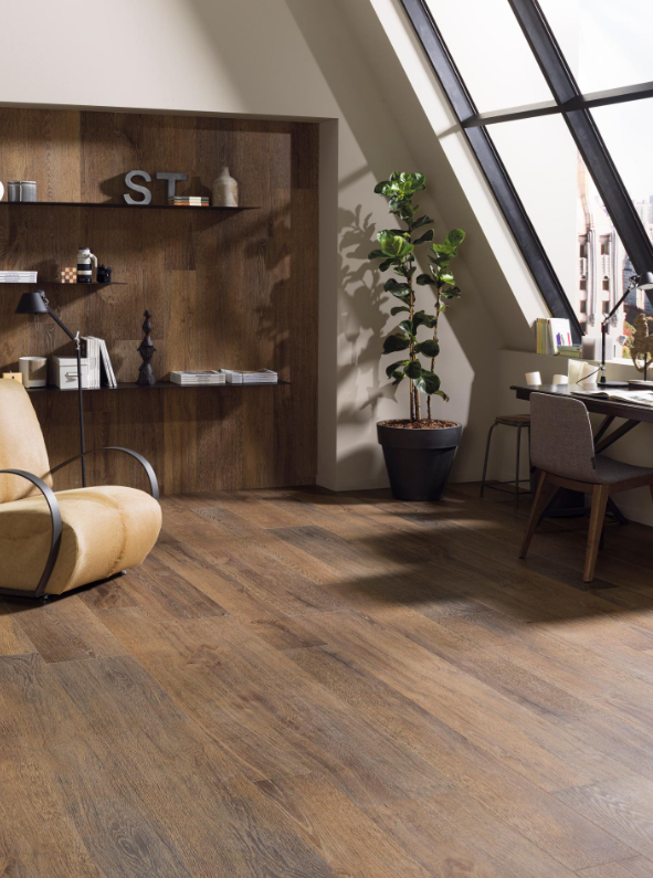 Płytki drewnopodobne ciemny brąz Porcelanosa Bruselas Roble 29,4x180 1,15cm 167735