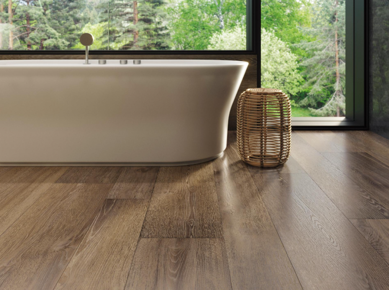 Płytki drewnopodobne ciemny brąz Porcelanosa Bruselas Roble 29,4x180 1,15cm 167736
