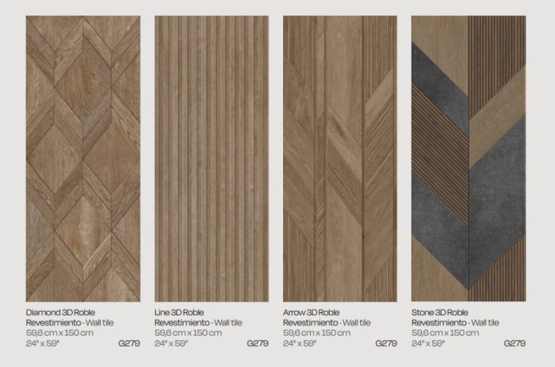 Porcelanosa Stone 3D Roble 59.6x150 G-279 imitacja drewna lamele 168827