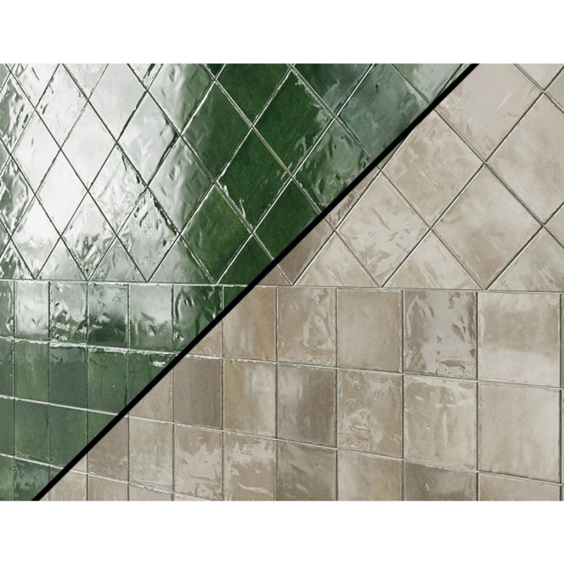 Płytki ciegiełki postarzane do łazienki ciemna zielień turkus Marazzi Zellige Bosco M5QS 10x10 169147