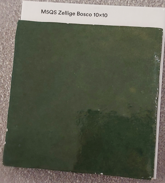Płytki ciegiełki postarzane do łazienki ciemna zielień turkus Marazzi Zellige Bosco M5QS 10x10 173202