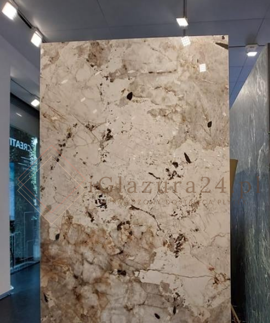 Spiek kwarcowy marmur beżowy Flroim Marble Tundra B Matte STU 160x320x1,2 cm, z siatką, nierektyfikowana 173978