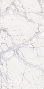 Marmor Weiß B Glänzend STU 160x320x1,2 cm, mit Netz, nicht rektifiziert