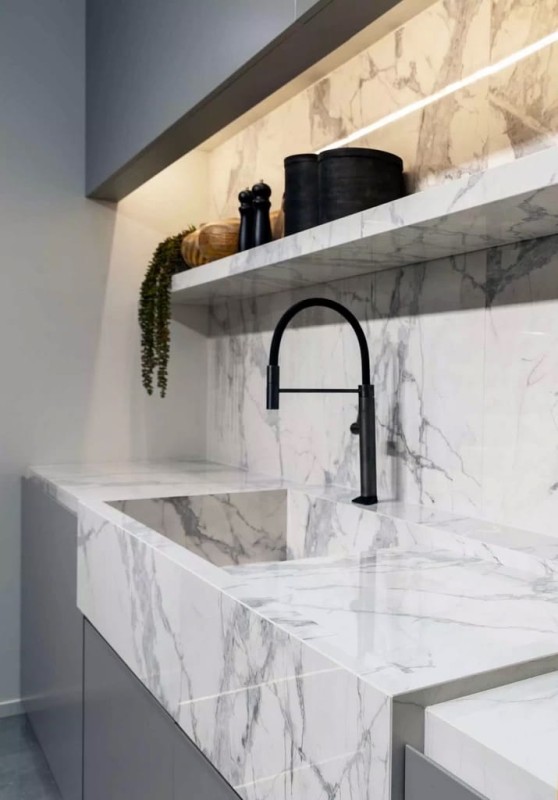 Marble White B Glossy STU 160x320x1,2 cm, z siatką, nierektyfikowana 178742
