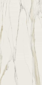 Marmor Calacatta Gold B Glänzend STU 160x320x1,2 cm mit Netz, nicht rektifiziert