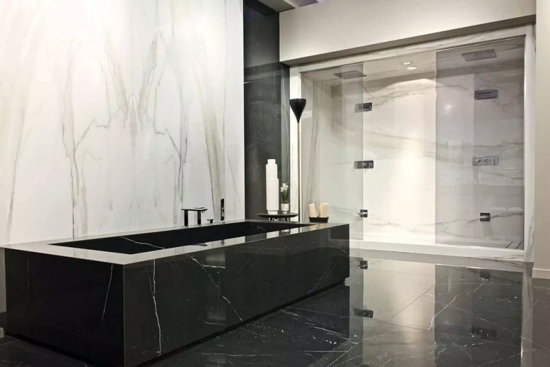 Marble Calacatta Gold B Glossy STU 160x320x1,2 cm, z siatką, nierektyfikowana 178868