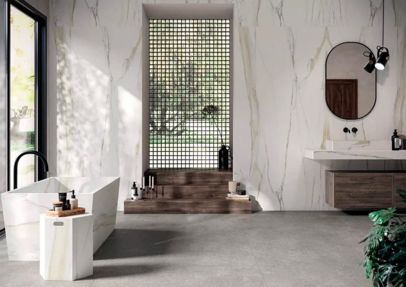 Marble Calacatta Gold B Matte STU 160x320x1,2 cm, z siatką, nierektyfikowana 178893