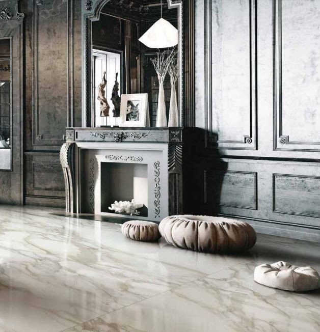 Płytki podłogowe marmur biały ze złotą żyłą Florim Rex Etoile de Rex Étoile Creme Gloss 120x120 96136