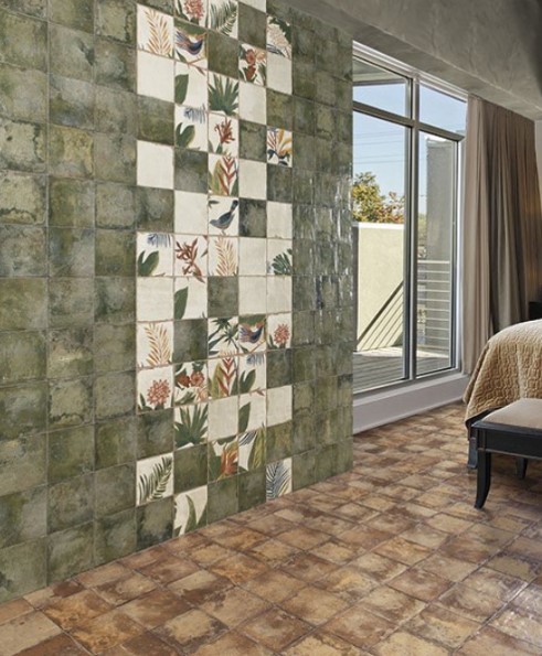 Płytki łazienkowe wrzoryste zielone Mainzu Livorno Decor Sedan 20X20 49974