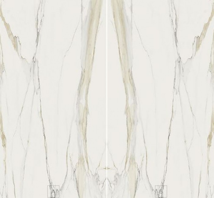 Płytki białe marmur lustrzane odbicie Florim Rex Classici di Rex Calacatta Gold open book A+B soft 160x320 (320x320) 96647