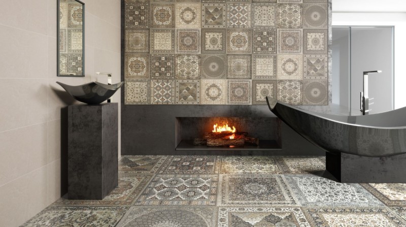 Płytki patchworkowe wzorzyste Aparic Kilim Black Nat. Mos. 29,75x29,75 66300