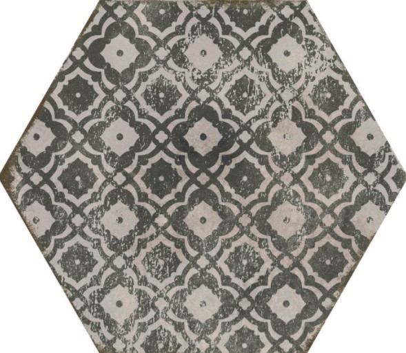 Płytki sześciokątne gres patchwork kwiaty Marazzi Powder Deco Freddo MNDZ 21X18.2 X10 ag 18286