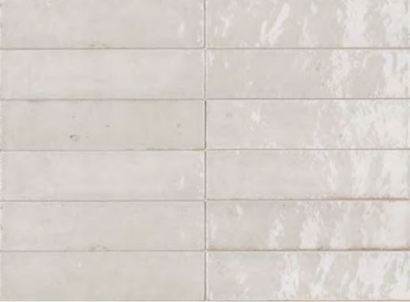 Płytki ciegiełki postarzane do łazienki beż Marazzi Crogliolo Lume White M6RN 6x24 84197